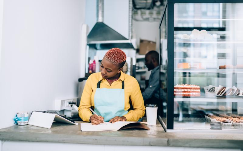 small business owner reviewing their finances 