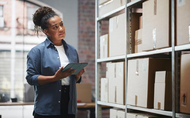 Business owner doing inventory